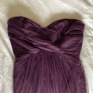 Jenny Yoo Convertible Strapless Tulle Maxi Dress Gown Sz 0 raisin purple